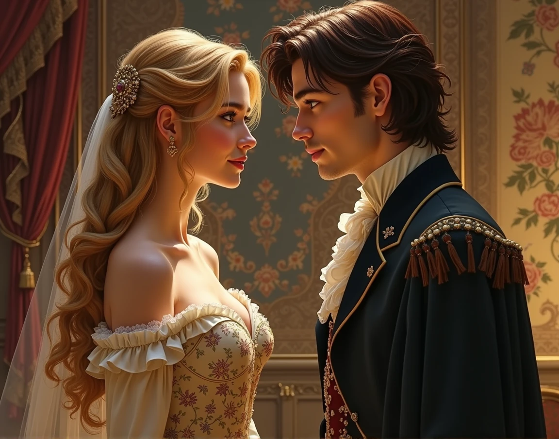 Beautiful young princess Isabella talking to John