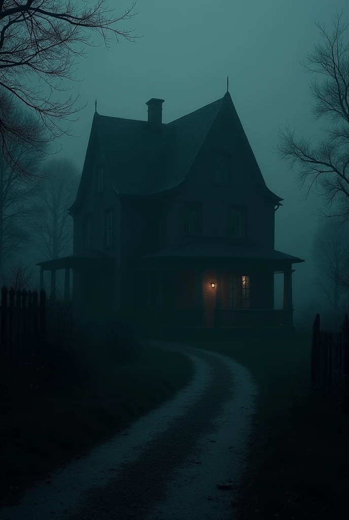 Pictures of houses, dim lighting and dark sheets