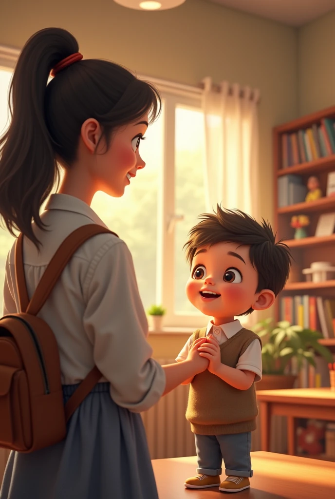 The child thanked the teacher.