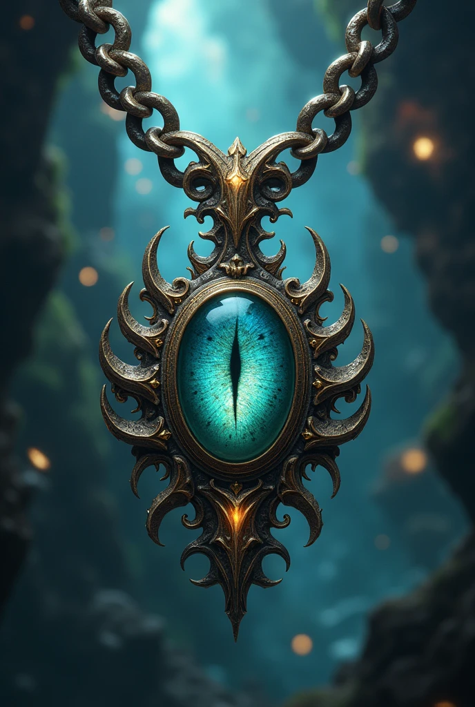 Highest quality, masterpiece, Ultra-high resolution, jewelry、Fantasy、Necklace of the dragon's eye、Tooth decoration、Suspicious aura、