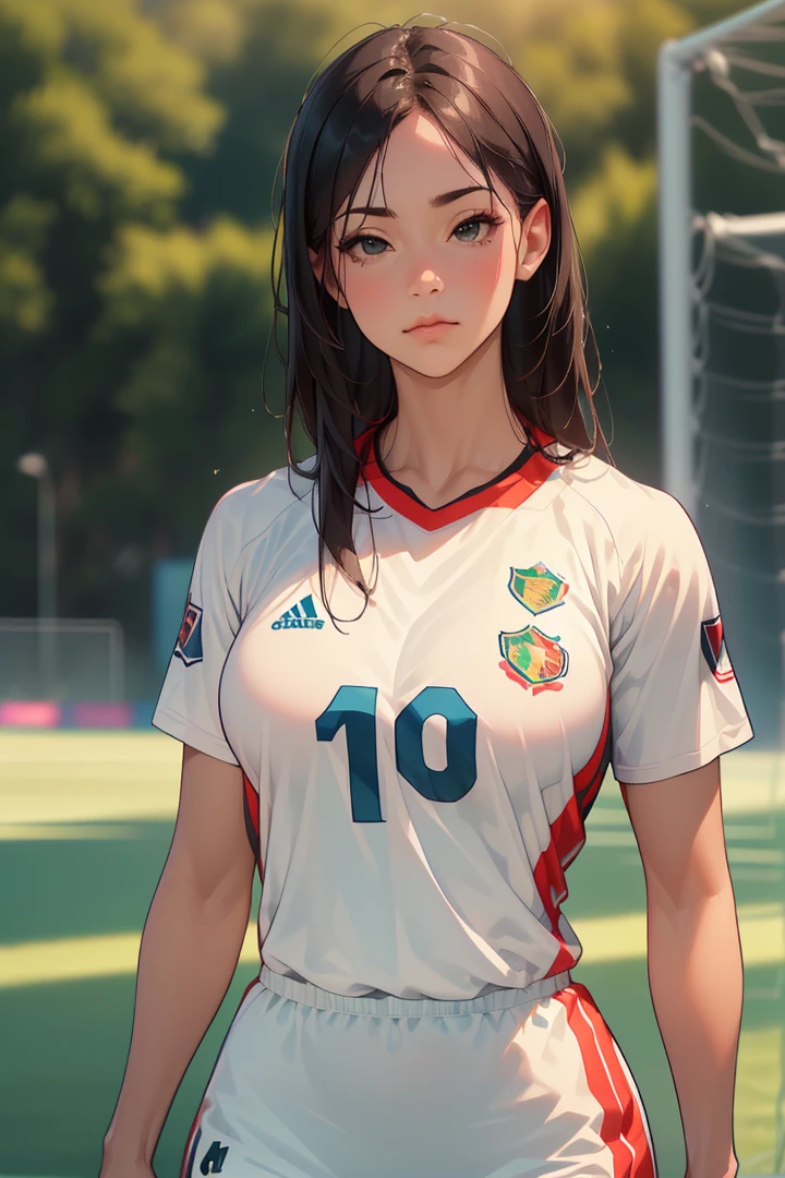 (best quality,4k,8k,highres,masterpiece:1.2),ultra-detailed,(realistic,photorealistic,photo-realistic:1.37),soccer player,football player,scoring a hattrick,three goals,dynamic action pose,muscular athletic body,sweat,intense concentration,cheering crowd,stadium,sunlight,vibrant colors,cinematic lighting,sports art