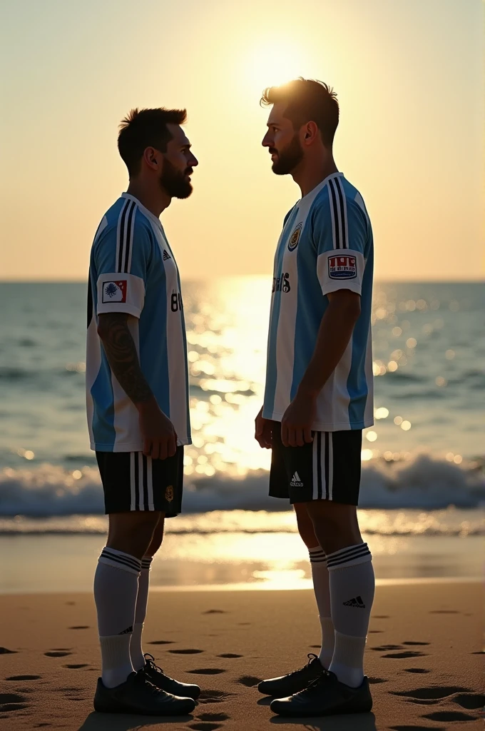 Messi met Maradona at the sea.