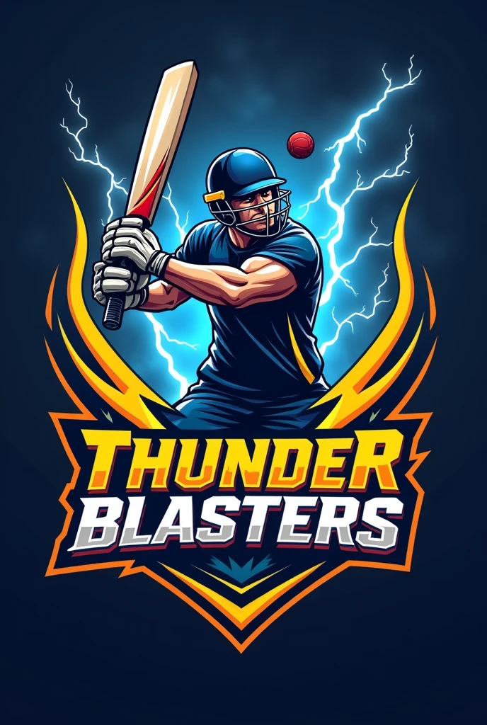 Thunder blaster cricket team logo. Slogan Unleas the storm, Blast the Victory