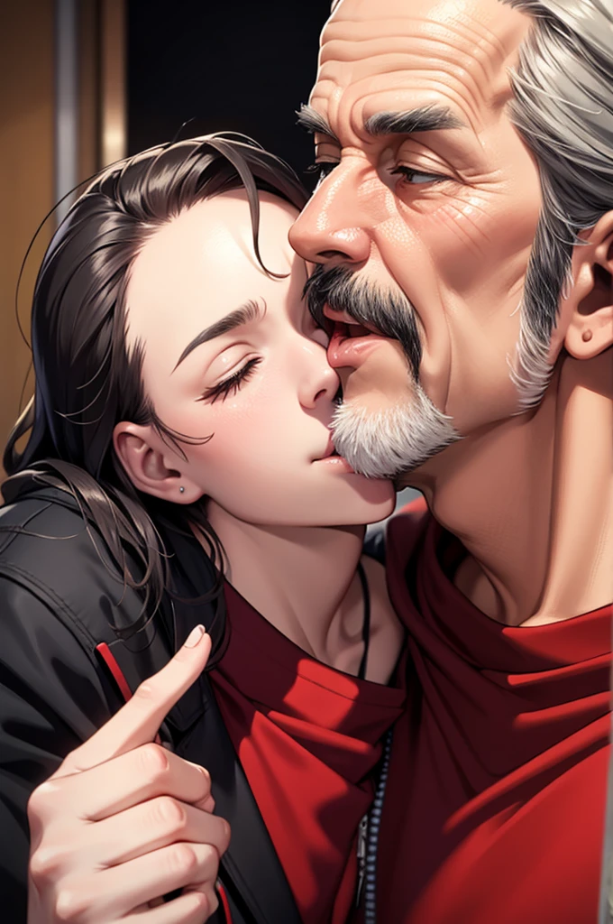oldman, kiss