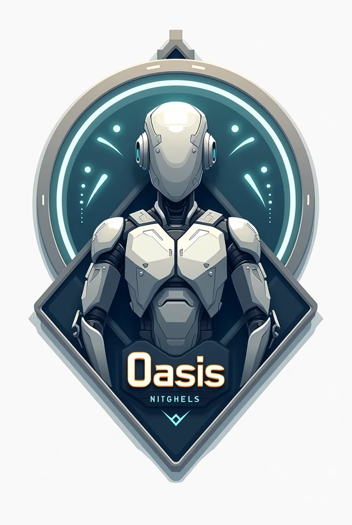 Create a logo for a geek themed barbershop/cultura pop, Retro-futuristic inspired by the name "oasis"