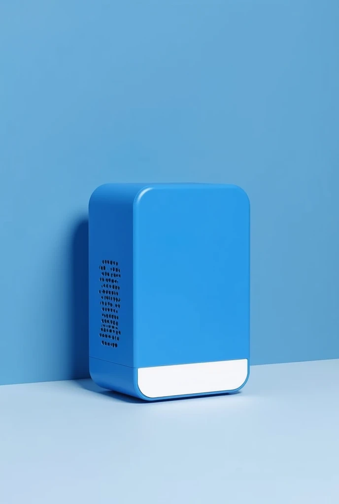 a mini blue projector with the color white at the bottom of the image