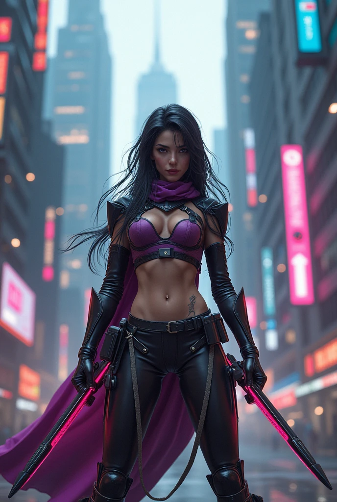 size：1242x2488 pixels，A female warrior，A firm look，3D Illustration Style，Cyberpunk Style Cyberpunk Clearness，Highly detailed，Department of Art，Bright colors，Ultra-detailed，Three Different Shots and Actions，Different Color Saturation，Different Composition Angles，High-definition 4k8k，webp