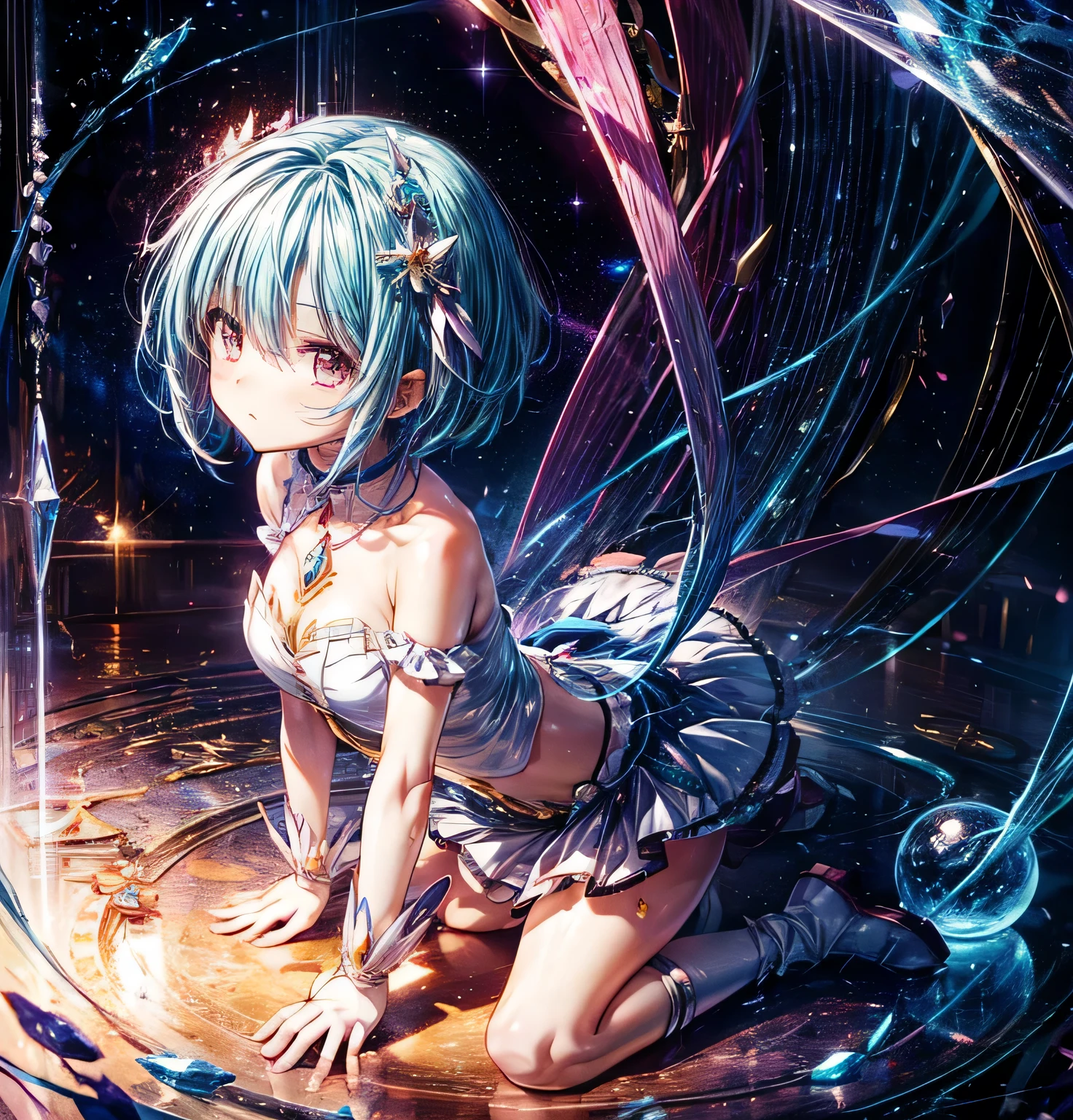 Madoka Magica Soul Gem Corruption beautiful girl Magical girl Sayaka Miki Blue short hair
