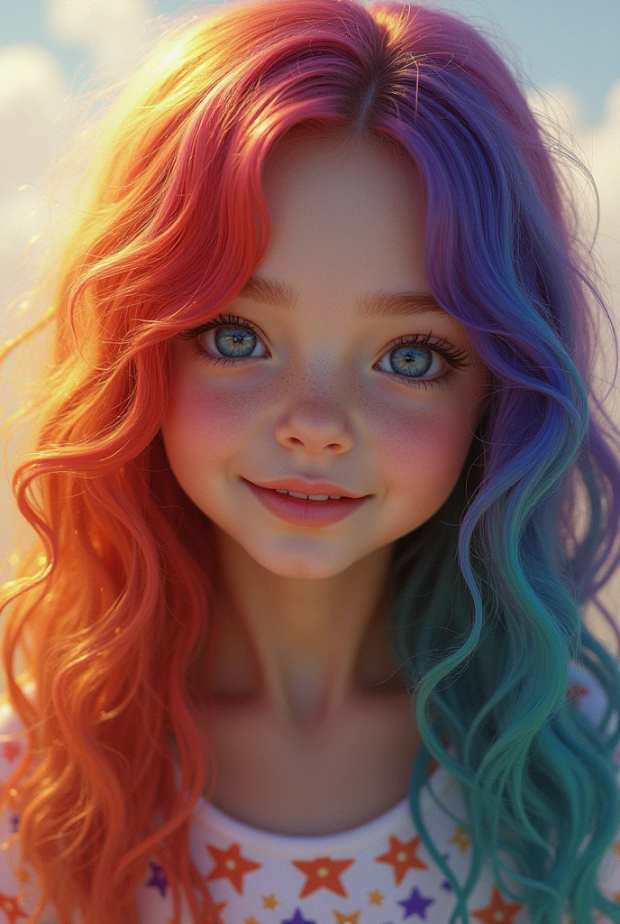 A girl with a rainbow hair