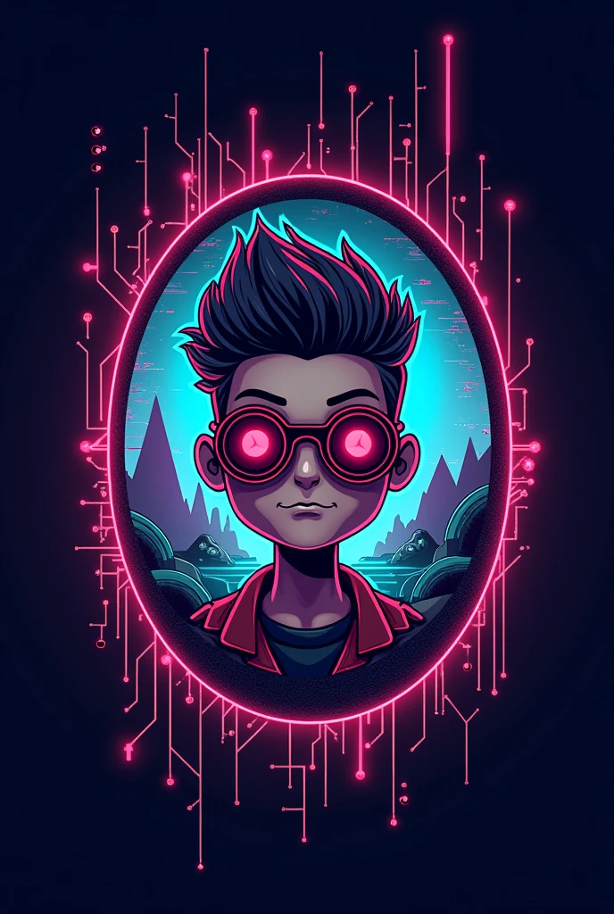 Create a logo for a geek themed barbershop/cultura pop, Retro-futuristic inspired by the name "oasis"