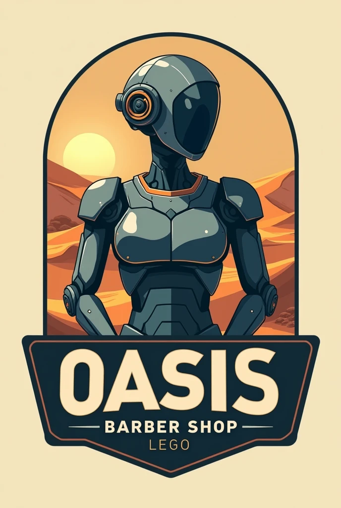 Create a retro-futuristic barber shop logo starting from the name "oasis"