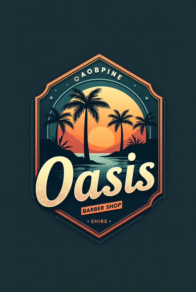 Create a retro-futuristic barber shop logo starting from the name "oasis"