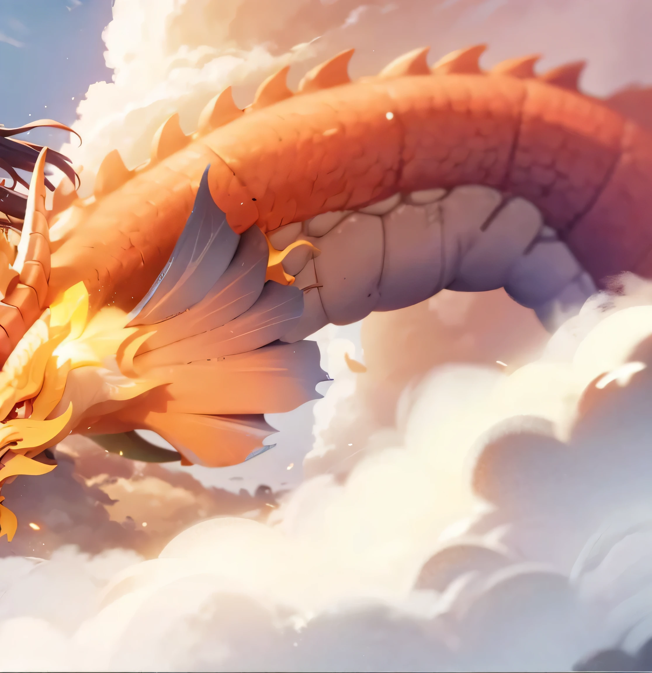 Refinement, little dragon girl,Sky,Clouds,dragon,dragon ascends the clouds
