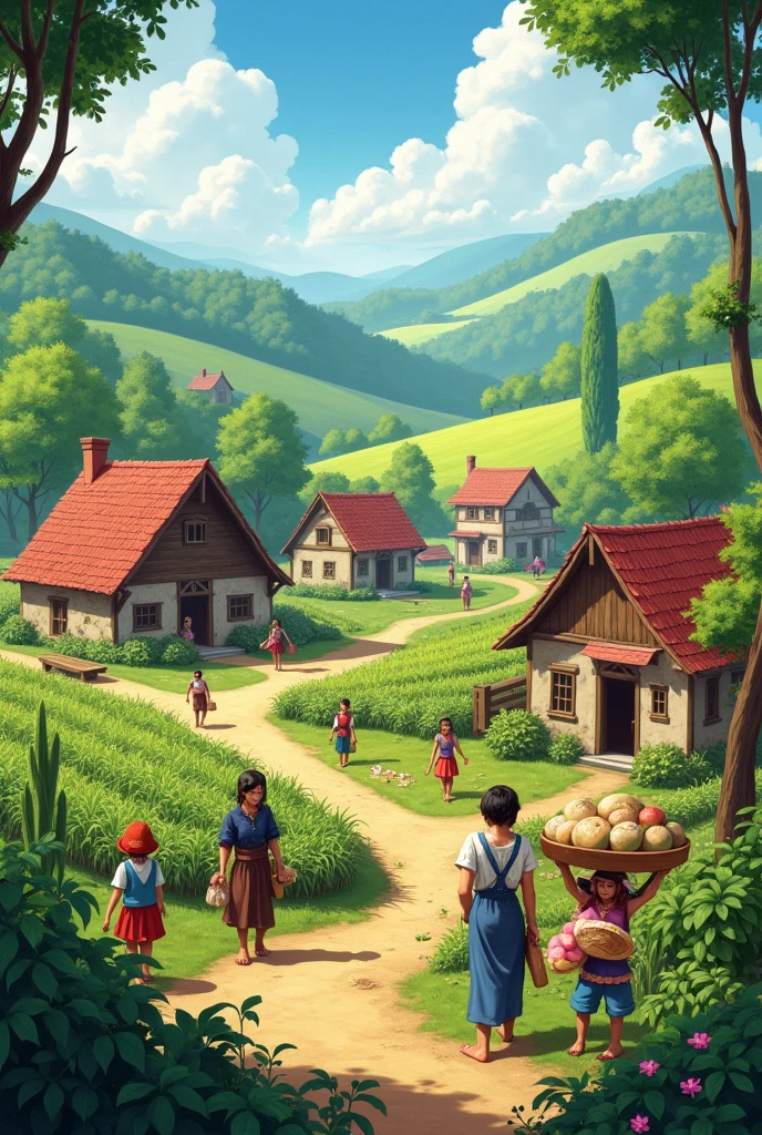 The village where people are engaged in agriculture has agricultural products. There is a BCG mark in nature, which is realistic.