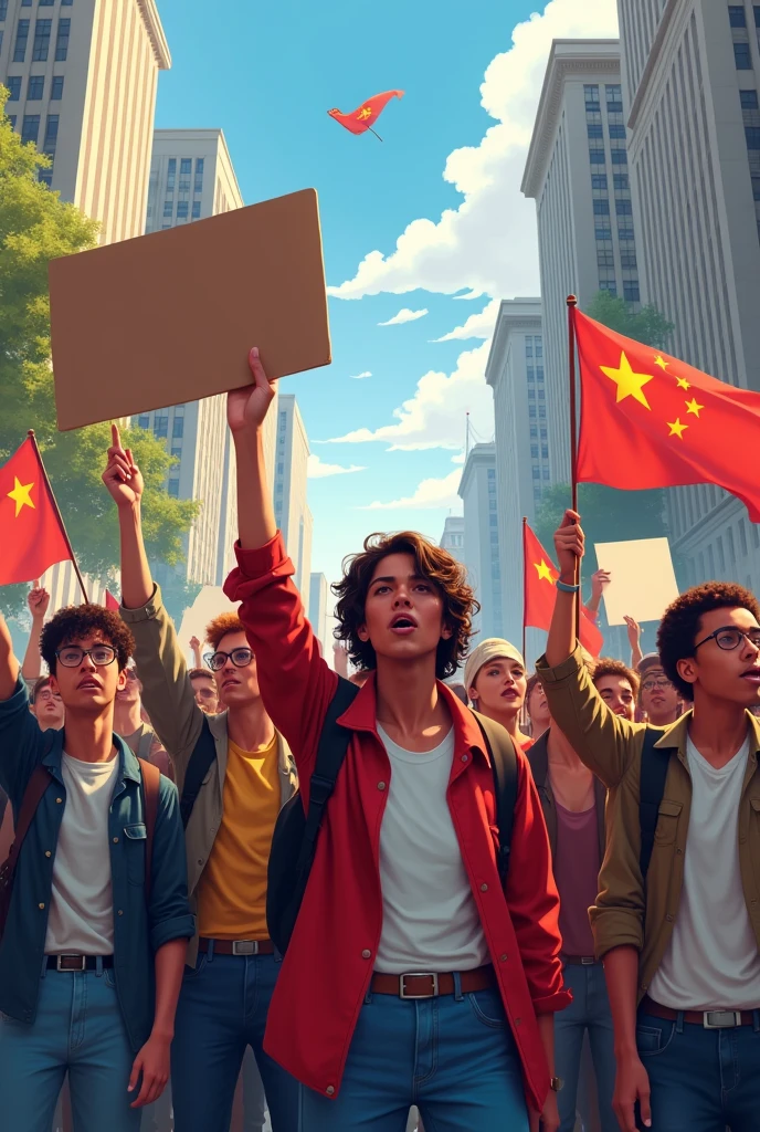 Young leaders demonstrating for a better country