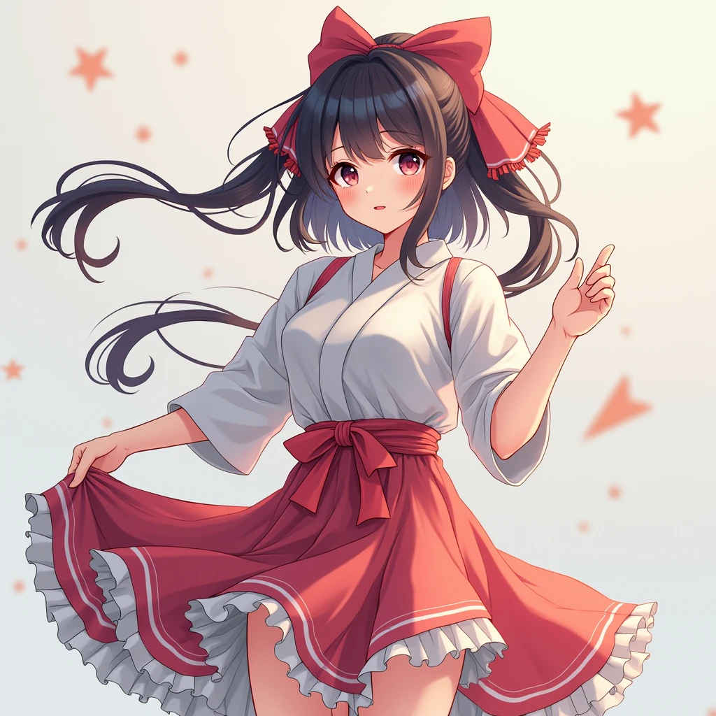 Japanese girl in anime style with her skirt flipped up