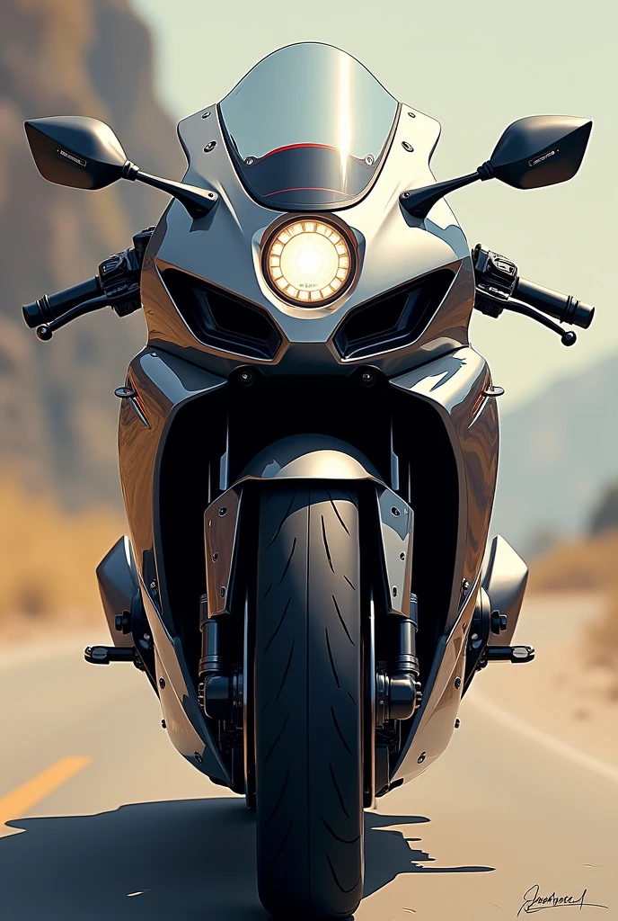 Motorcycle Art, front custom motorcycle