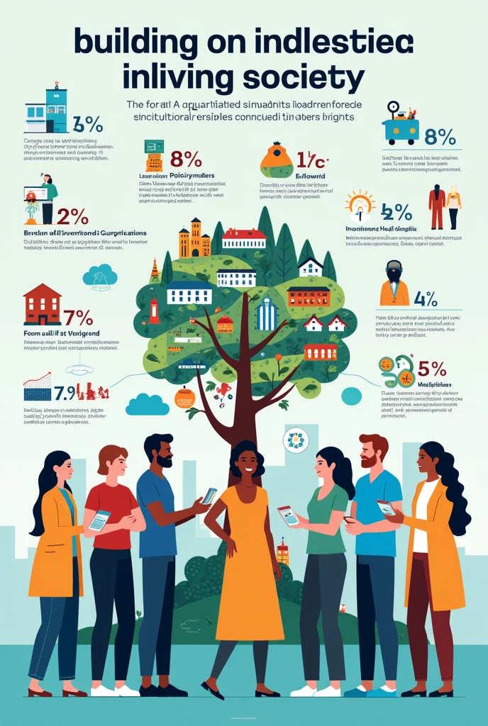 poster that envisions how the role of quantitative research across different fields can help in building up a strong society. Make it simple please