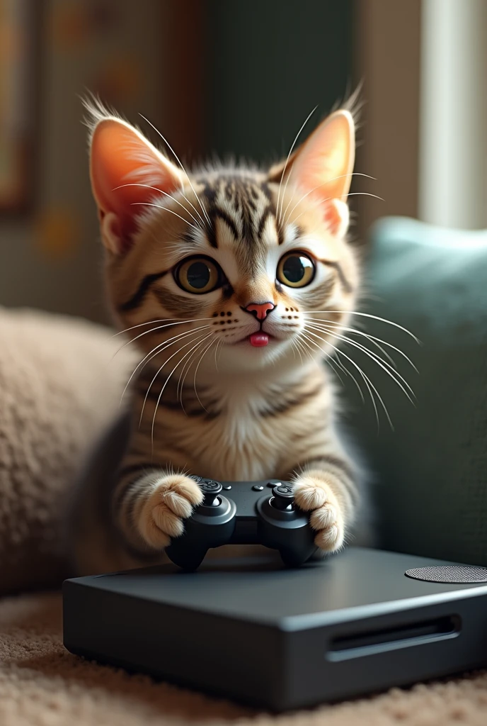 cat playing playstation