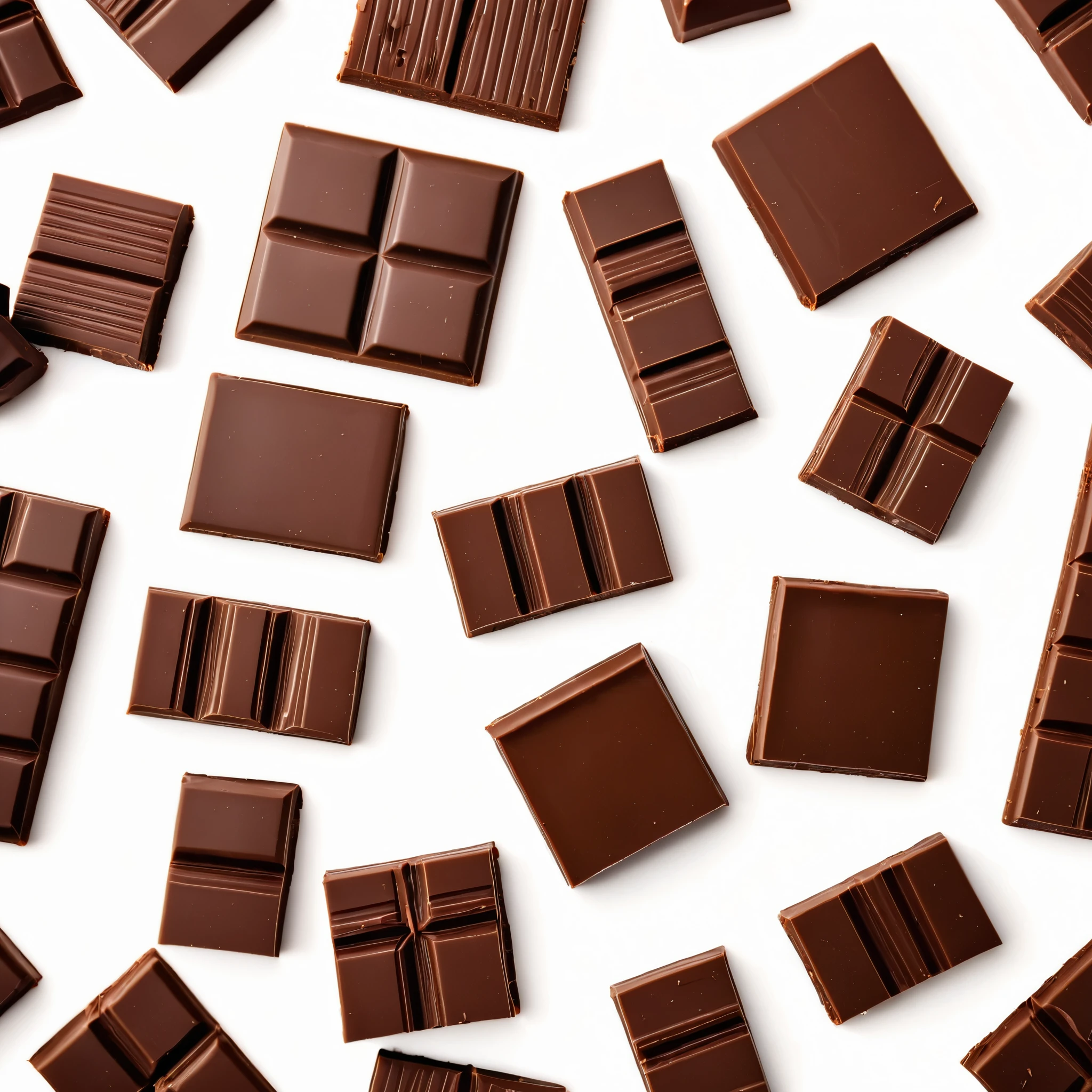 A photo of chocolate pieces isolated on white background