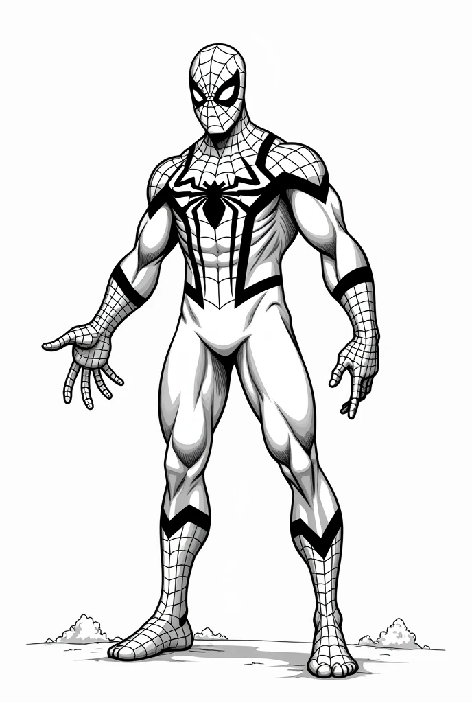 A black and white drawing of Spider-Man to color 