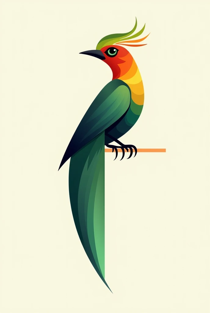Create the quetzal bird in a modern abstract way Do it in a minimalist way 
