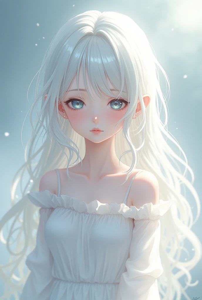 Generates a short anime girl, White skin, White hair