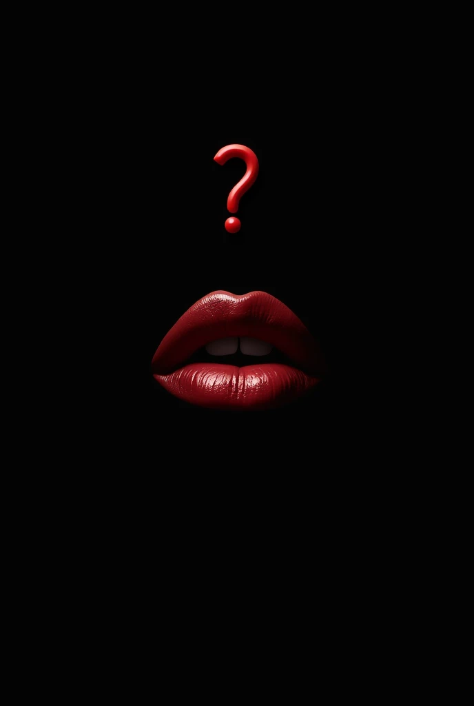 Hidden image of a famous celebrity, with a question mark, black backdrop, showing only the lips