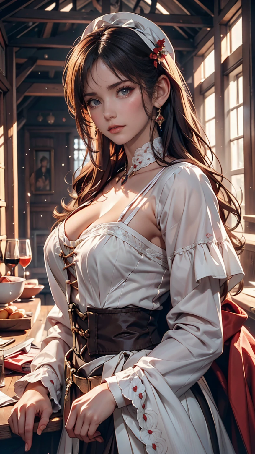 RAW Photos. Anna Karenina, 22 years old, Wearing period costumes, Russia, 19th century, perspective, half body detailed, Sharp focus, Slightly mixed, detailed, Medieval vibes, (high skin detailed: 1,2), 8K Ultra HD, Digital SLR, Soft Light, high quality, Fujifilm XT3 Grainy Film.
