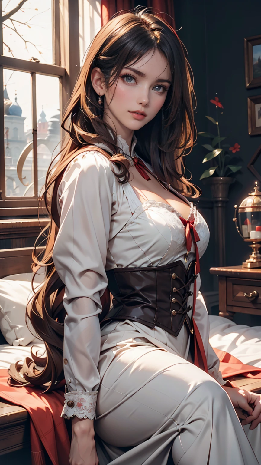 RAW Photos. Anna Karenina, 22 years old, Wearing period costumes, Russia, 19th century, perspective, half body detailed, Sharp focus, Slightly mixed, detailed, Medieval vibes, (high skin detailed: 1,2), 8K Ultra HD, Digital SLR, Soft Light, high quality, Fujifilm XT3 Grainy Film.