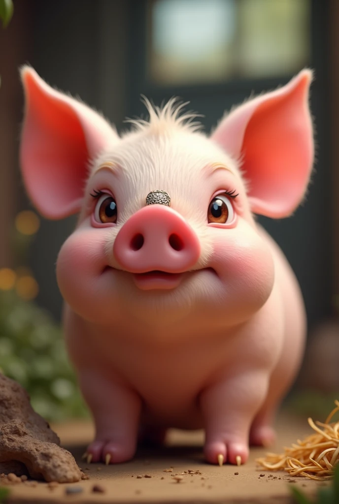 pig with a nose ring
