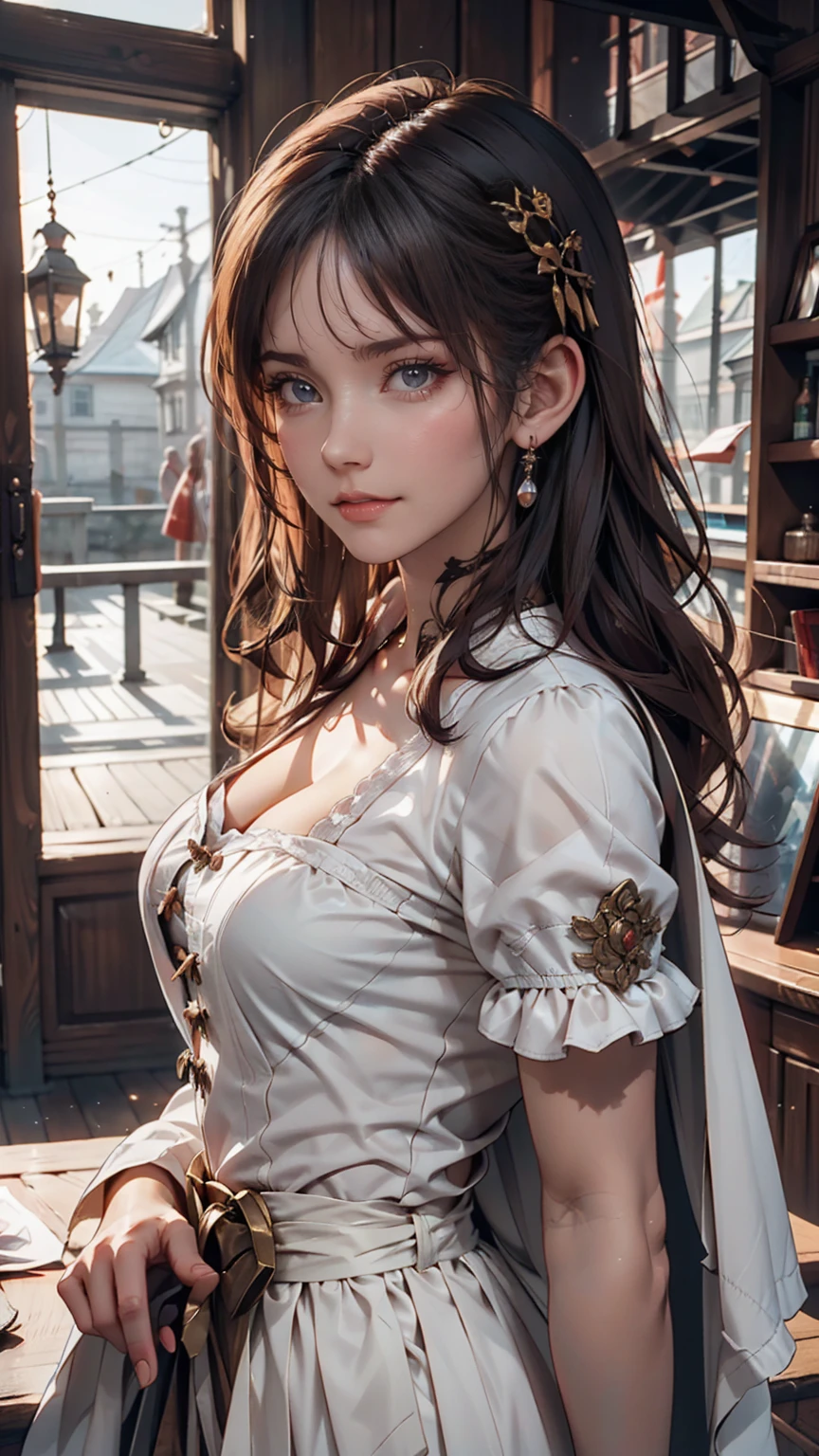RAW Photos. Anna Karenina, 22 years old, Wearing period costumes, Russia, 19th century, perspective, half body detailed, Sharp focus, Slightly mixed, detailed, Medieval vibes, (high skin detailed: 1,2), 8K Ultra HD, Digital SLR, Soft Light, high quality, Fujifilm XT3 Grainy Film.