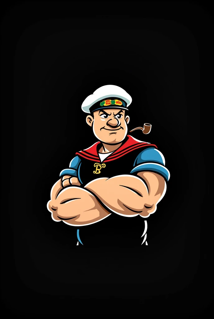 Popeye wearing a Bass Pro Shops hat against a black background for a brand logo called Popeye_caps