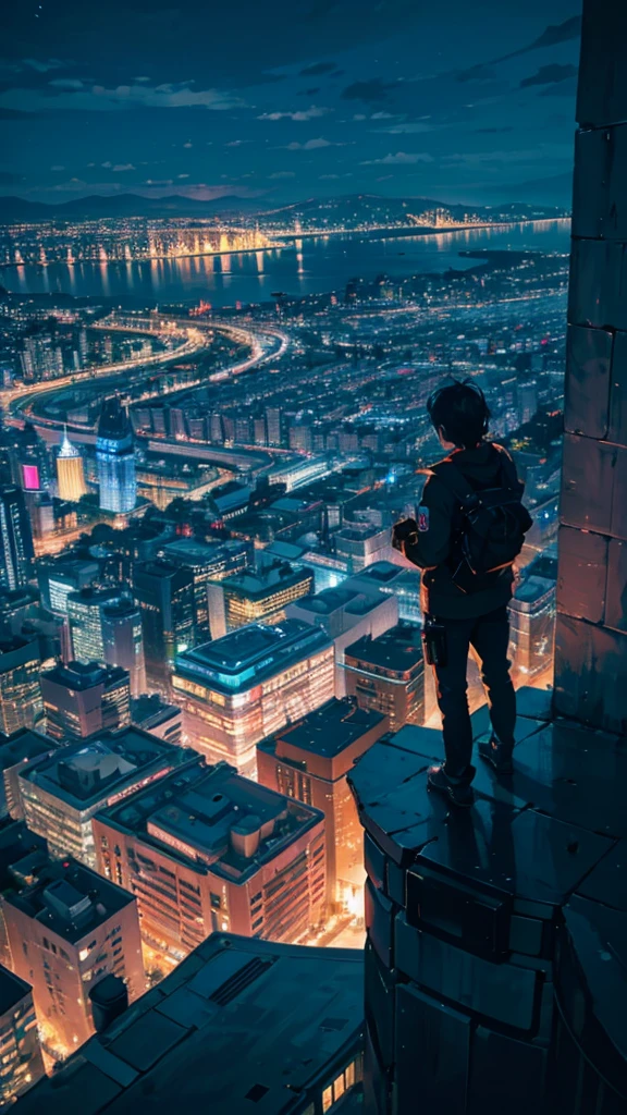One person,alone, nice,At night,Nice views,Overlooking the city,