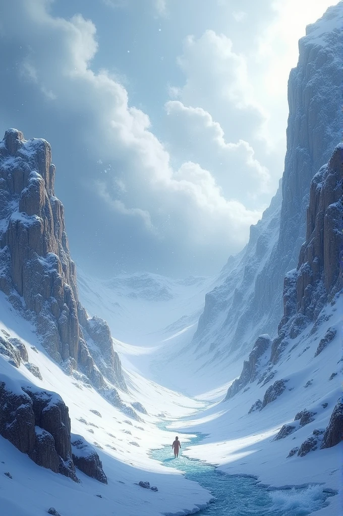 Snow background with storm , on the rocks
