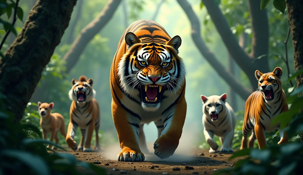 What kind of fear did the jungle animals experience upon hearing Sheru’s roar?