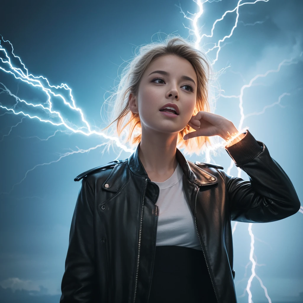 Woman being electrocuted by lightning