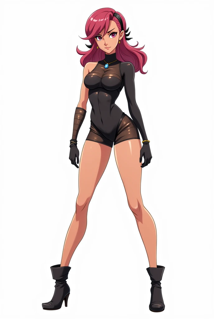 Give me an image with a white background, with the full body reference of a female cartoon character from head to toe, her entire body facing forward, with arms at sides in the style of the game Skullgirls, it&#39;s not anime 