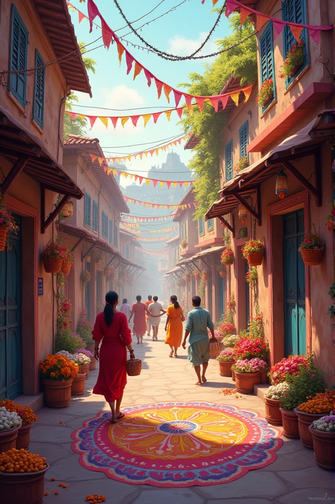 *Location: A small town, early morning.*

- The town is bustling with activity as people prepare for Raksha Bandhan. Colorful decorations adorn the streets. 