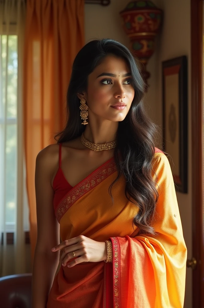 Create a video of a beautiful indian girl of get ready with me to a saree