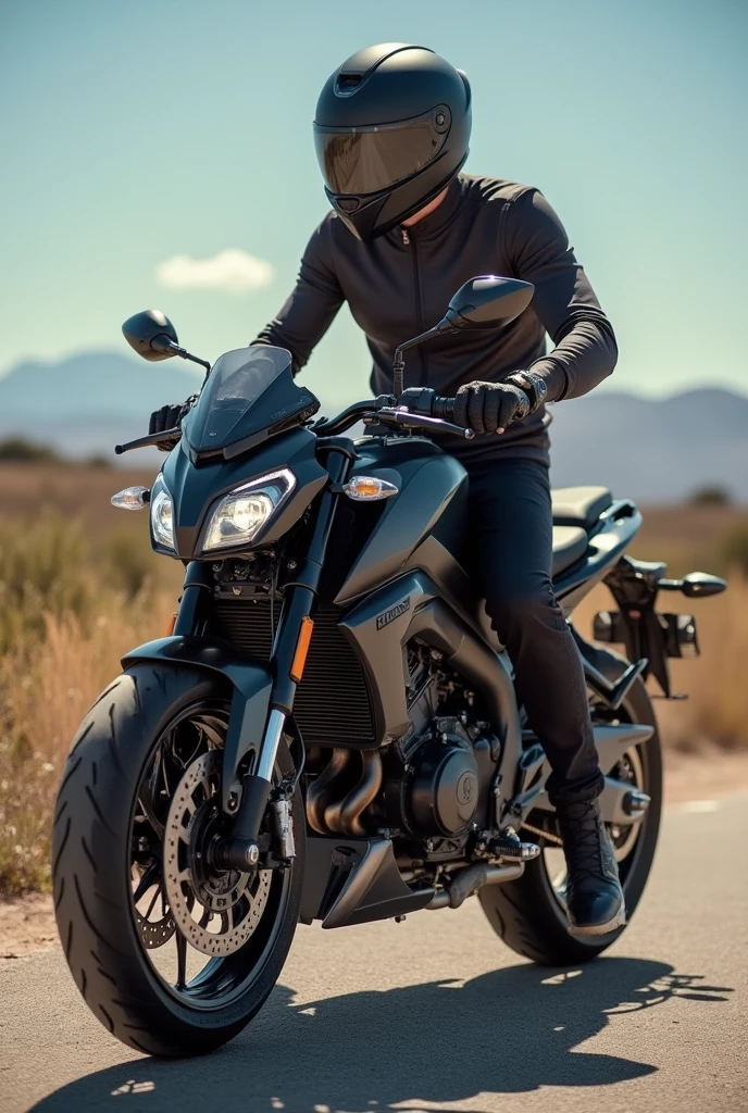 handsome guy with his bigbike