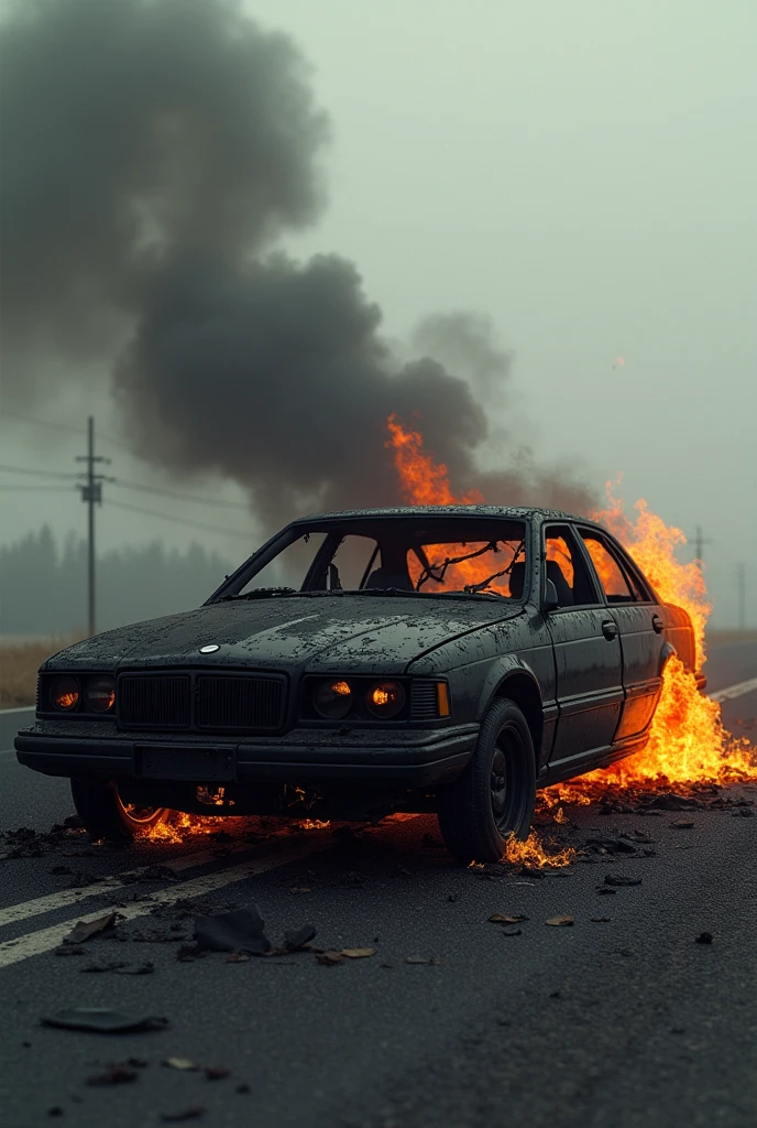 The person died because their car caught fire.