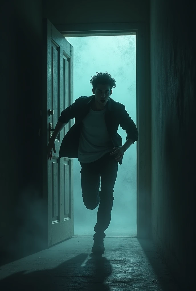 Sajjad run toward the door and the door close automatically 
For horror story 
