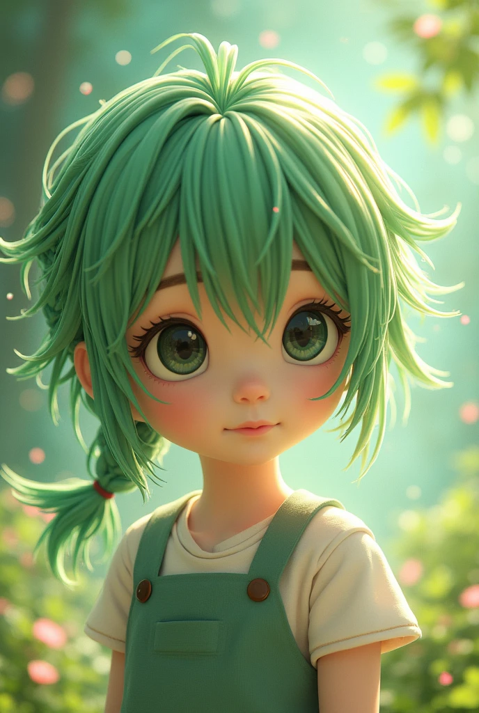 {child }, light green hair, short hair, braided ponytail, no bangs, dyed ahoge, black eyes, , small breasts,{best quality},{Highest image quality}, {{masterpiece}}, {highres}, {original},{Delicate background},{extremely detailed 8K wallpaper},cinematic lighting,volume lighting,bloom effect,cinematiclighting,light particles,{Extremely uniform picture},{highly detailed},{huge filesize},ray tracing,