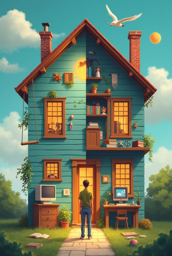 The 'me' is considered a phase of the self that is in the past. The 'me' has been developed by the knowledge of society and social interactions that the individual has gained. The 'I', therefore, can be considered the present and future phase of the self. Draw a house that will represent one your "I" self(future teacher, hardworking, reading books) and your "ME" self(playing barbie, swing, computer). It just a one person