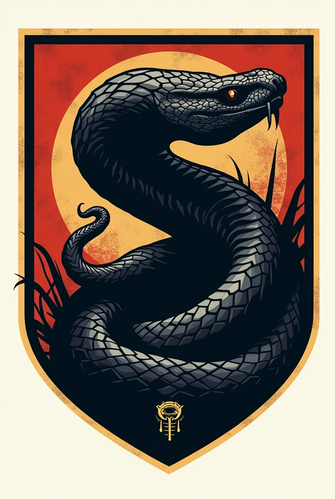 A football crest, similar to Fluminense's, with a frightening snake, Unripe, black, nutrition symbol, not so realistic