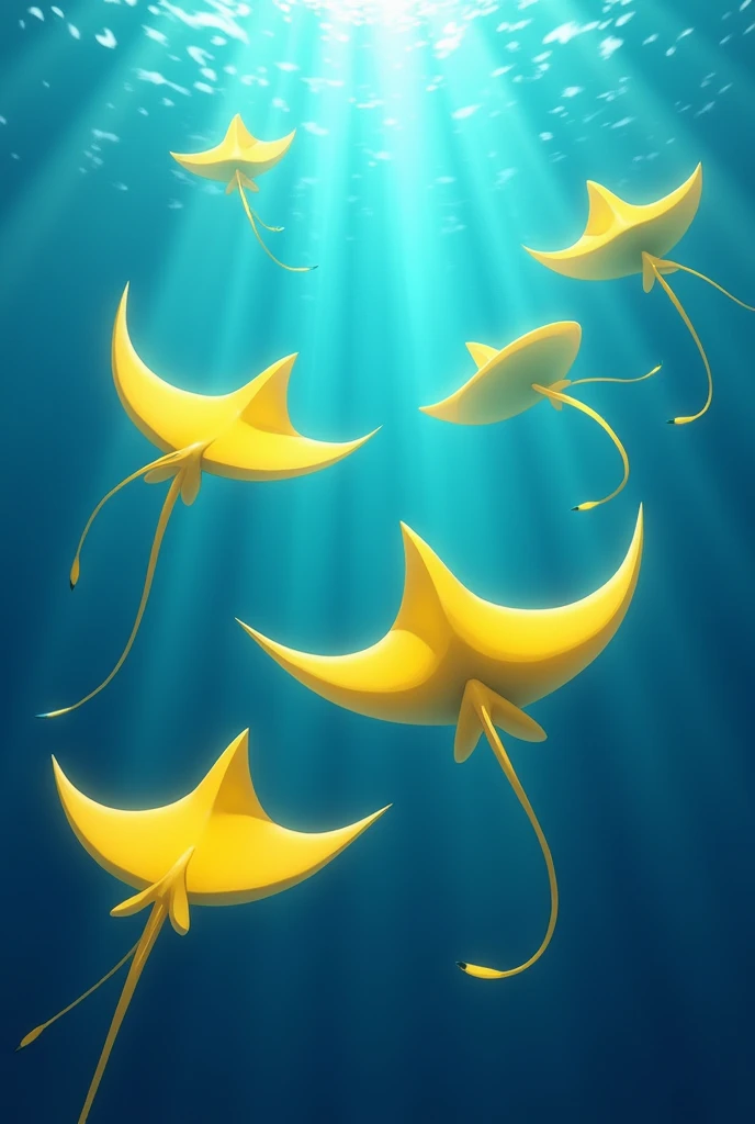 Give me an image with drawings of yellow electric rays and a blue background