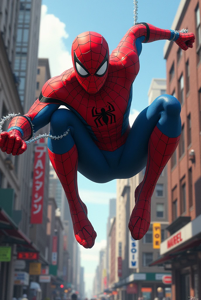 Spiderman panics because he is being chased by a ball