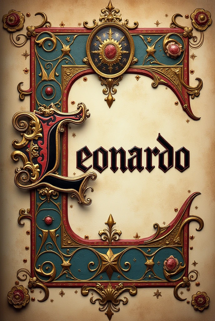 name "Leonardo" with medieval letters