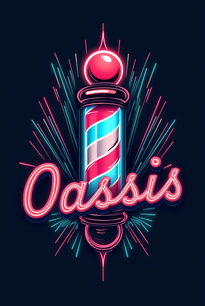 Create a retro-futuristic barbershop logo for me starting from the name "oasis"